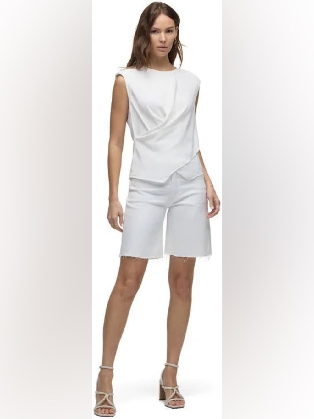 Hudson Viceroy White Low/Mid Rise Cut Off Jean Shorts In A Bermuda Length Style
